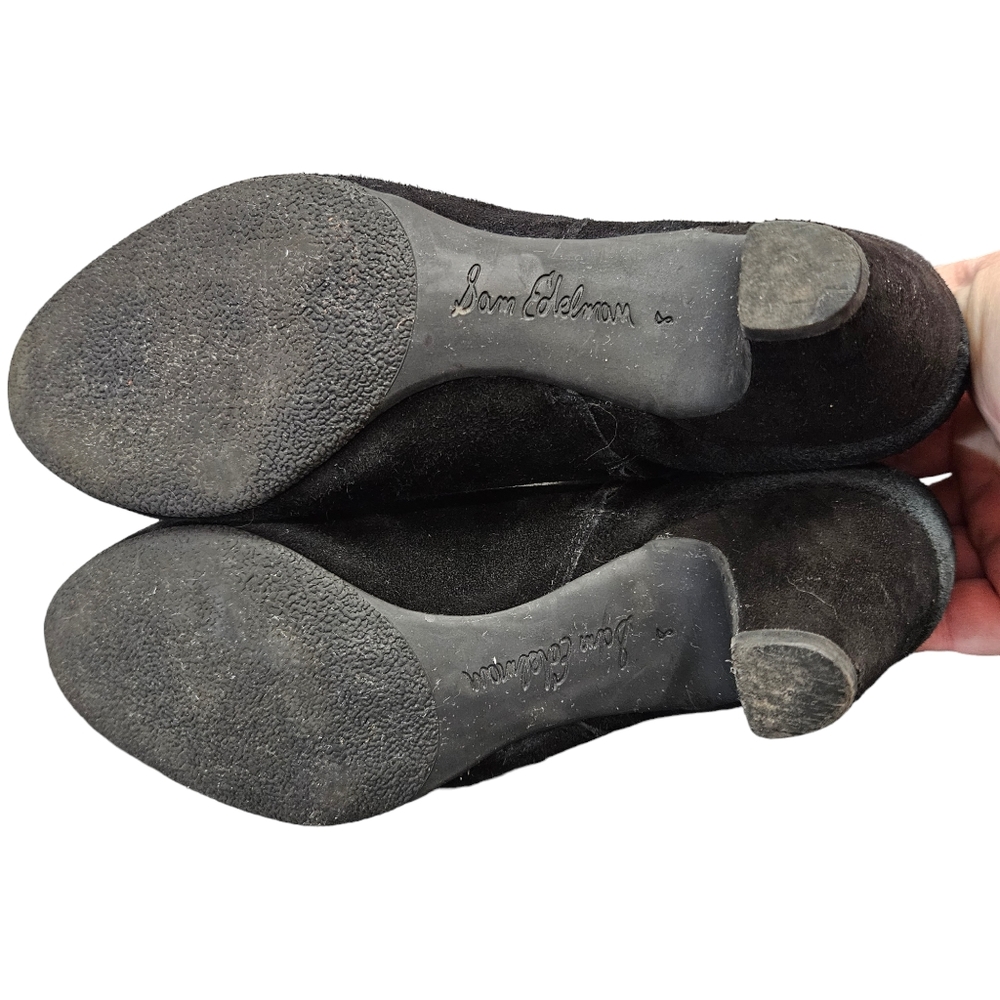 Sam Edelman Mona Black Suede Leather Ankle Booties Zipper Side EUC Ladies Size 8 - Picture 10 of 13